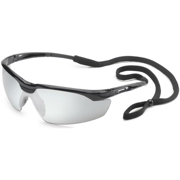 Exotic Black  Silver Mirror Conqueror Safety Glasses with Retainer EX1580054